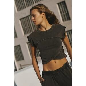 Free People Movement Hot Shot Crossover Top Black Crop Top Size XS